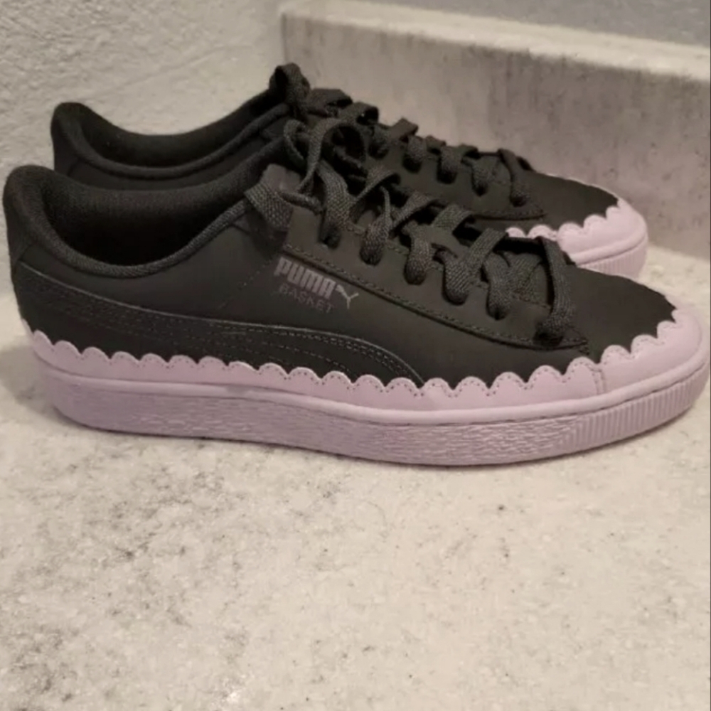 PUMA Basket Heart Scallop Black-Purple Sz 9